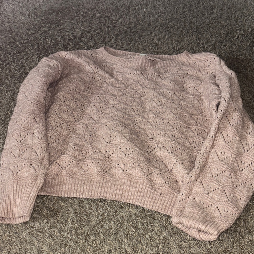 Maurices Mauve Textured Crew Neck Sweater